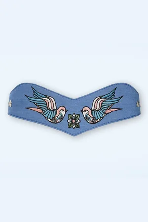 Banned Retro Marilou zwaluw riem in licht denimblauw