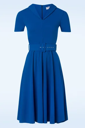 Vintage Chic Roxy swing jurk in koningsblauw