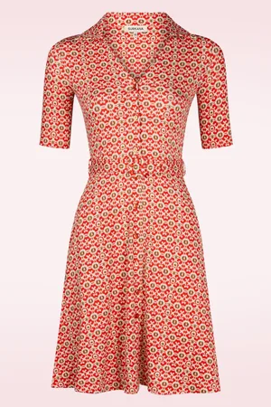 SURKANA Claire Graphic jurk in rood