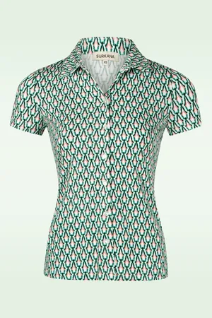 SURKANA Joanna Graphic top in groen