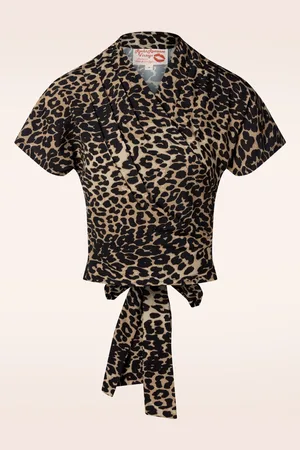 Rock N Romance Darla wikkelblouse met korte mouwen in luipaard