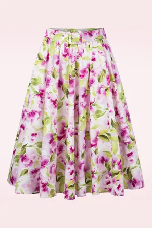 Hearts & Roses Bionda Floral swing rok in wit en multi