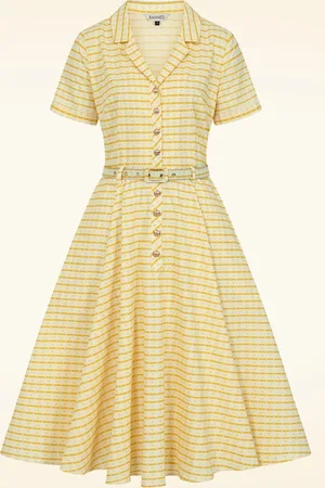 Banned Retro Bella Anchor Ahead jurk in crème en geel