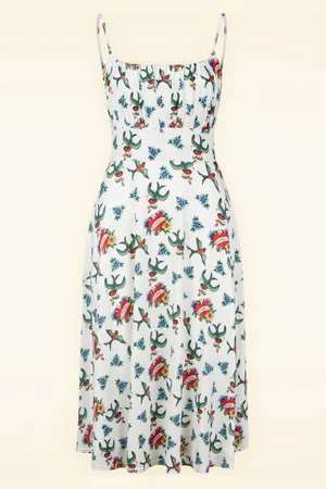 Vintage Chic Jessie Tattoo Print swing jurk in wit