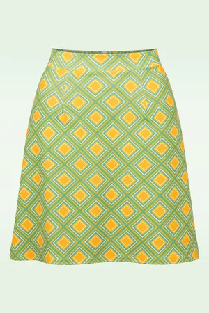 Vintage Chic Bobby Geometric Retro rokje in geel