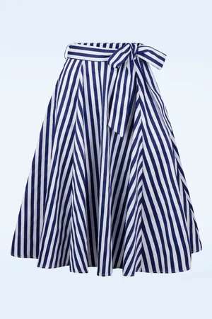 Hearts & Roses Suzie Striped swing rok in navy en wit