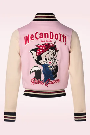 Queen Kerosin We Can Do It College Sweat jacket in lichtroze