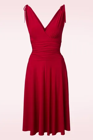 Vintage Chic Grecian jurk in atlasrood