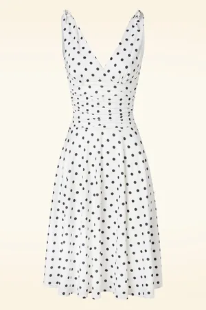 Vintage Chic Grecian polkadot jurk in