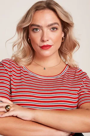 King Louie Lili Surf Stripe Tee top in vuurrood