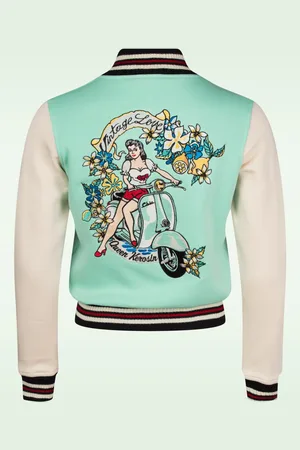 Queen Kerosin College jacket Vintage Love in mintgroen