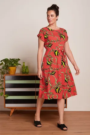 King Louie Betty Loose Fit Orne jurk in tweed oranje