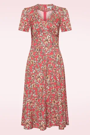 Very Cherry Hollywood Circle Dolores jurk in koraal