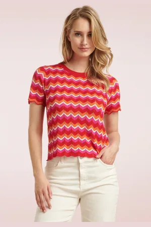 Smashed Lemon Ellie gebreide top in rood en multi