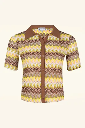 Minueto Anderson Zigzag top in bruin en multi