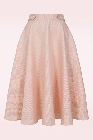 Banned Retro Didi Check swing rok in koraal en wit