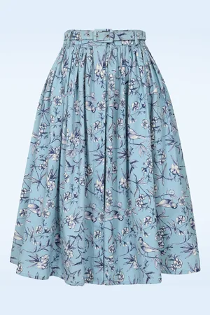 Banned Retro Mila Toile swing rok in lichtblauw