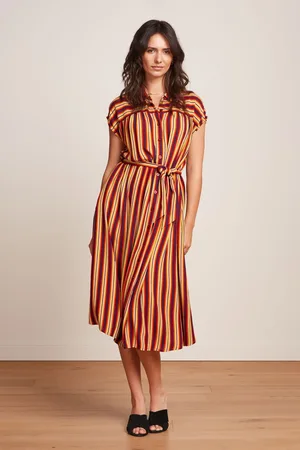 King Louie Amy Giverny midi jurk in rood