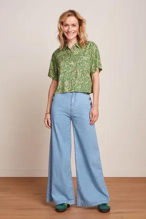 King Louie Pirla Festa Light denim pantalon in blauw tint