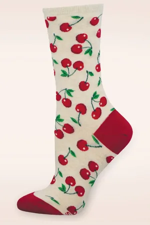 Socksmith Absolutely Cherry sokken in crème en rood