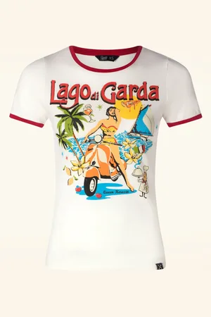 Queen Kerosin Lago di Garda T-shirt in gebroken wit