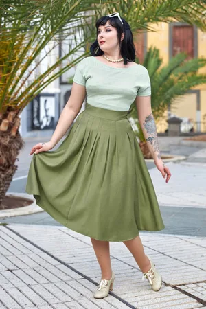 Miss Candyfloss Francoise Gia geplooide rok in grasgroen