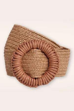 Smashed Lemon Raffia riem in