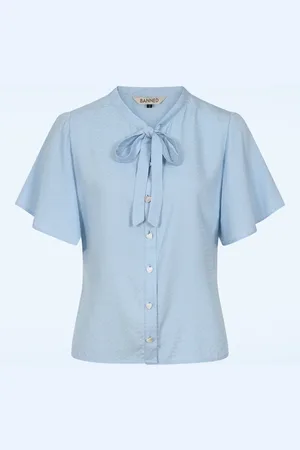 Banned Retro May Wave blouse in lichtblauw