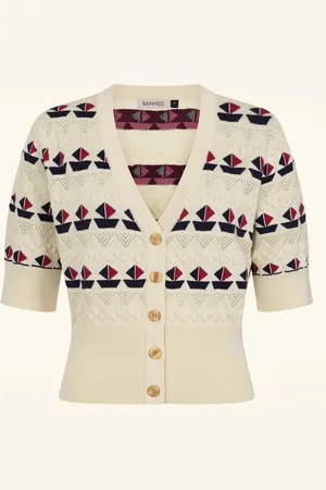 Banned Retro Kitty Sail Cardigan in crème