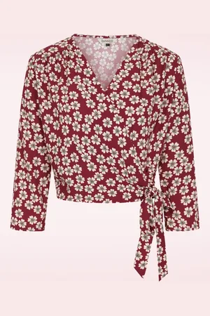 Banned Retro Gracie Blossom wikkel blouse in rood