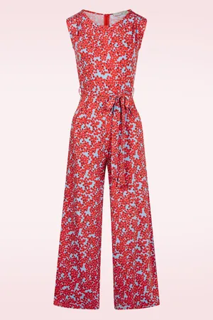 Mademoiselle YéYé Summer Spirit jumpsuit in blauw en rood