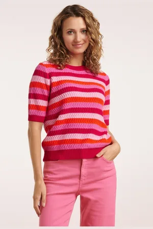 Smashed Lemon Iris gebreide top in rood en multi
