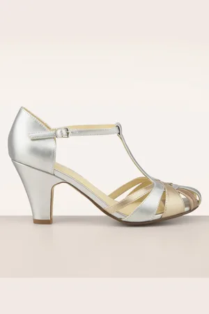 Chelsea Crew Sergi T-strap pumps in multi metallics