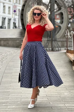 Banned Retro Dot Days swing rok in navy