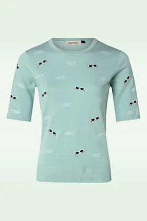 Banned Retro Sunnies & Sea jumper in pastel blauw