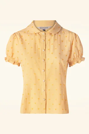 Banned Retro Heart On Her Sleeve blouse in geel