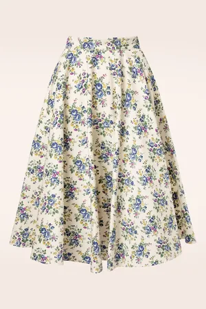 Banned Retro Wild flower swing rok in crème