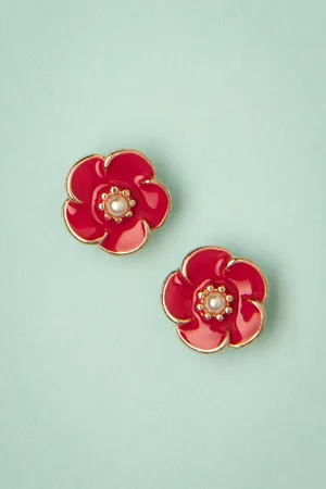 Lovely Small Rose oorbellen in lipstickrood