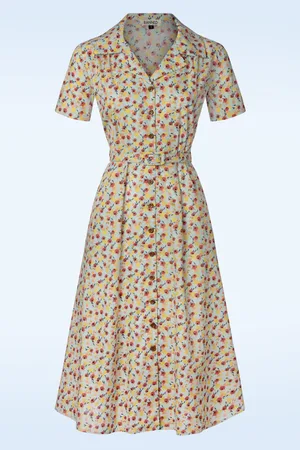 Banned Retro Blooming swing jurk in blauw