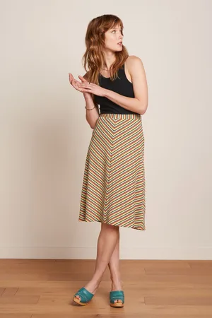 King Louie Juno Beepop Stripe rok in custard geel