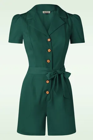 Banned Retro Viola Playsuit in Donker