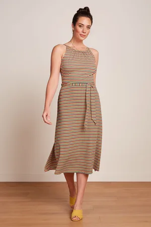 King Louie Hazel Beepop Stripe jurk in custard geel