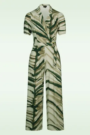 K-design Sue jumpsuit in beige en groen