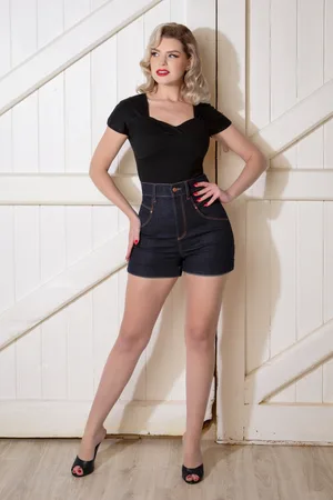 Rock-a-Booty Pepper short in donkerdenim