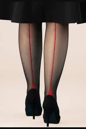 Scarlet Klassieke Seamer-panty in met rode naad