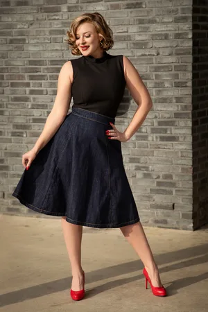 Rock-a-Booty Mona Lee swing rok in donker denim