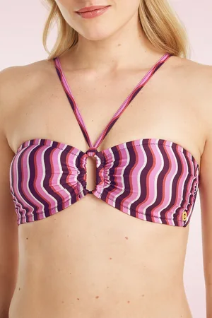 TC Bandeau bikini top in groovy waves roze
