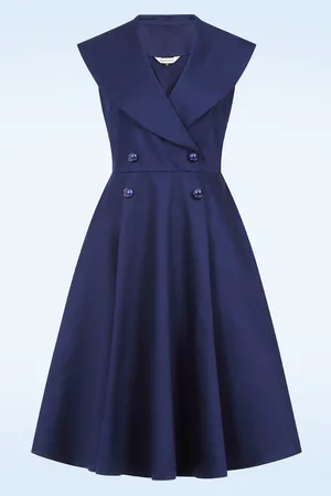 Banned Retro Isla swing jurk in marineblauw