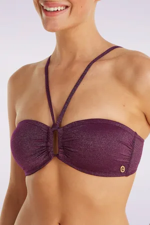 TC Bandeau Shimmer bikini top in Merlot