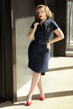 Rock-a-Booty Lucielle A-lijn jurk in donker denim